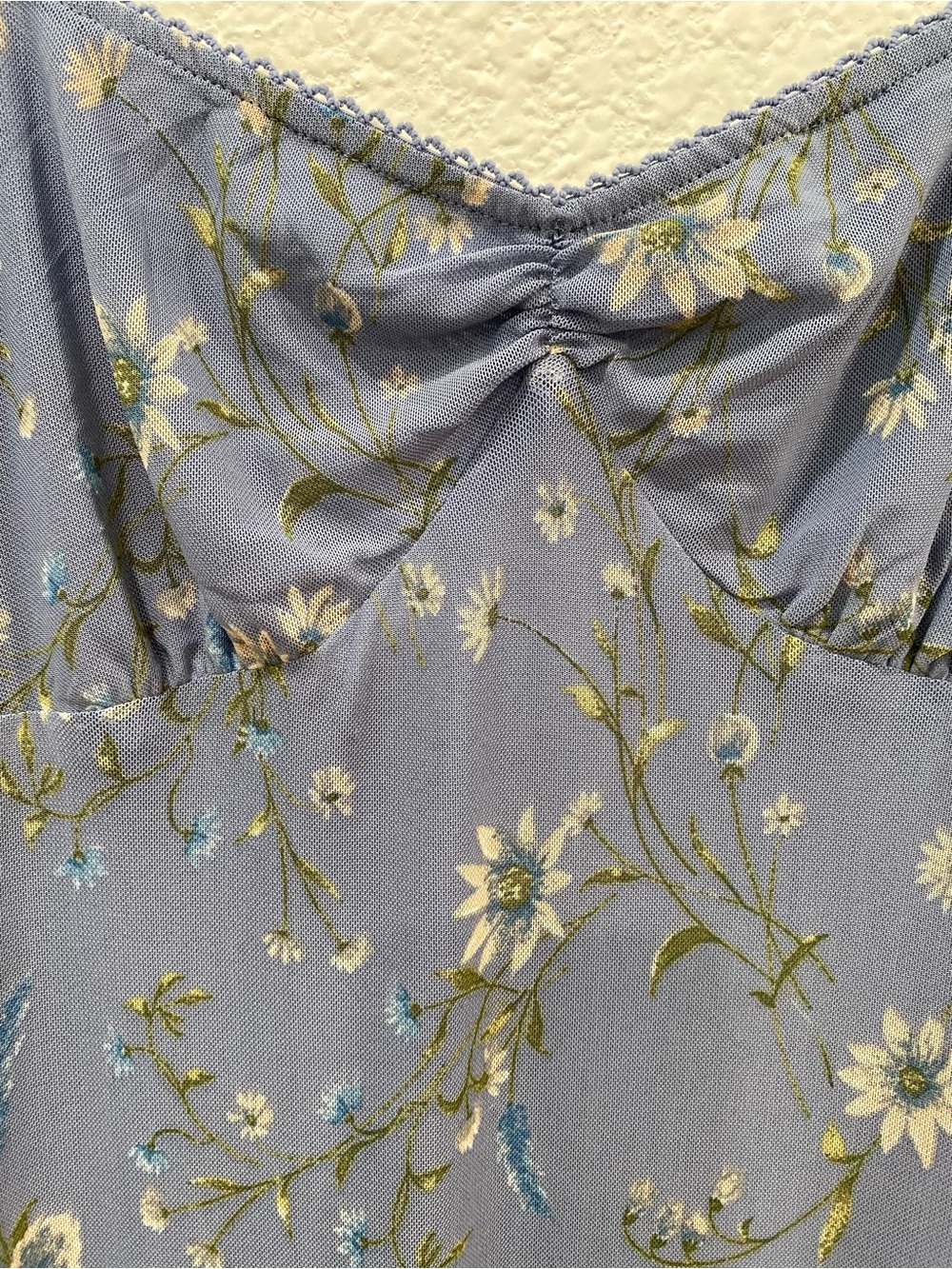 Thirty Thirty LA Blue Floral Mesh Midi Dress L Fairycore Y2K 90’s Inspired Slip - Picture 3 of 10